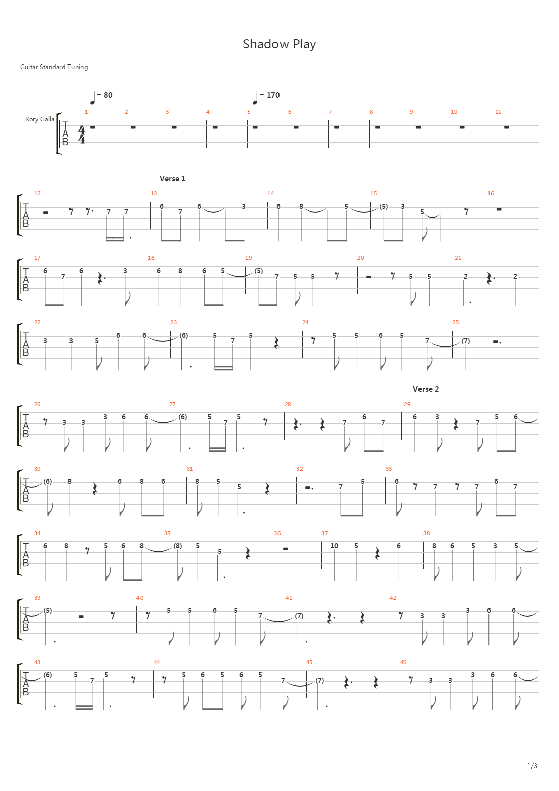 Shadow Play吉他谱