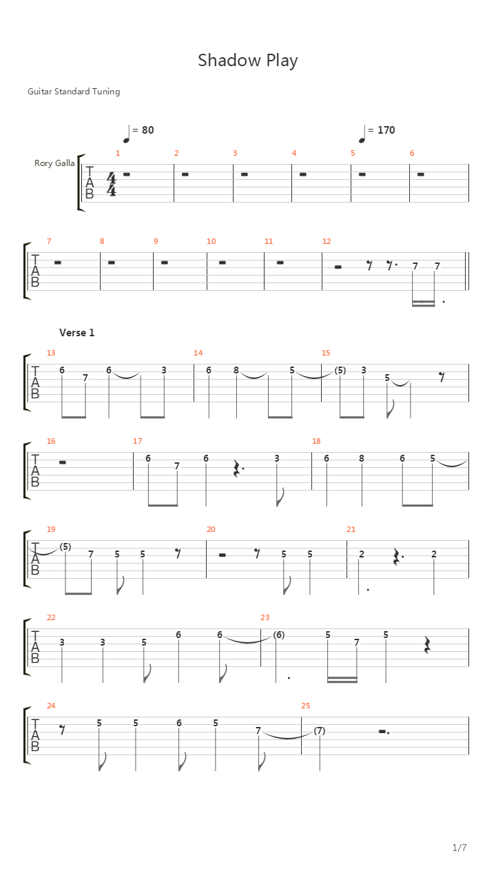 Shadow Play吉他谱
