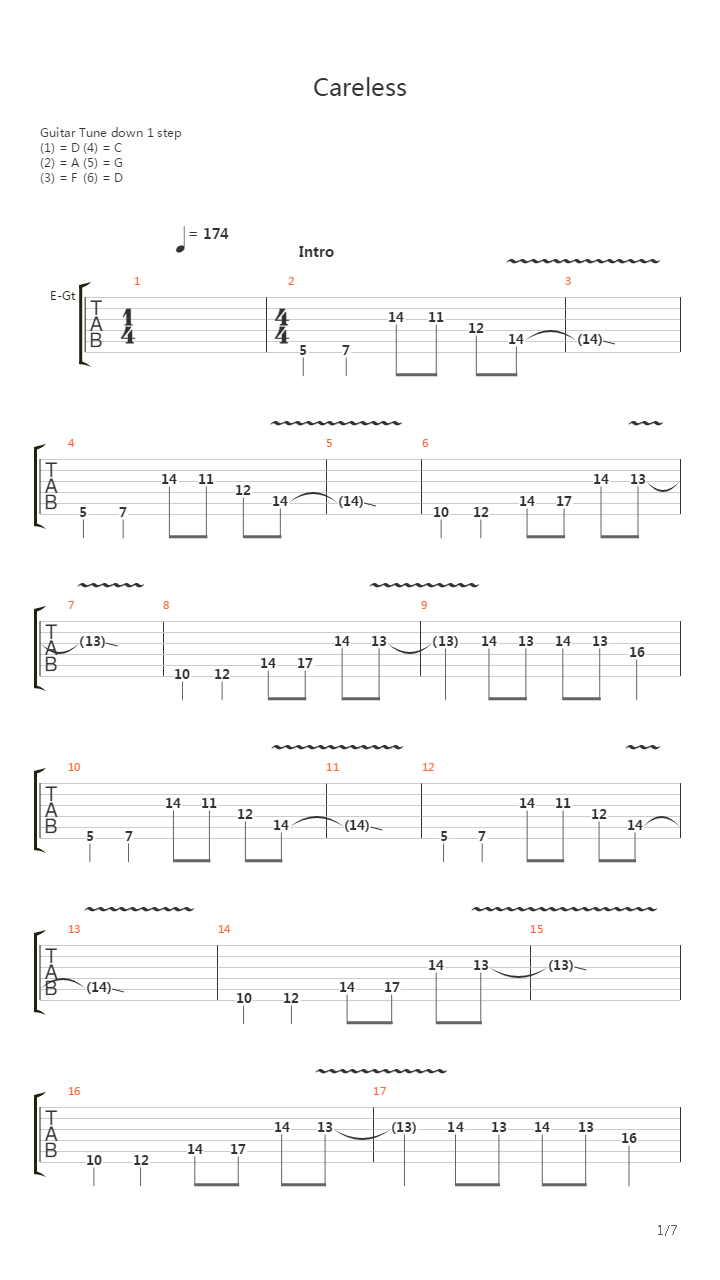 Careless吉他谱