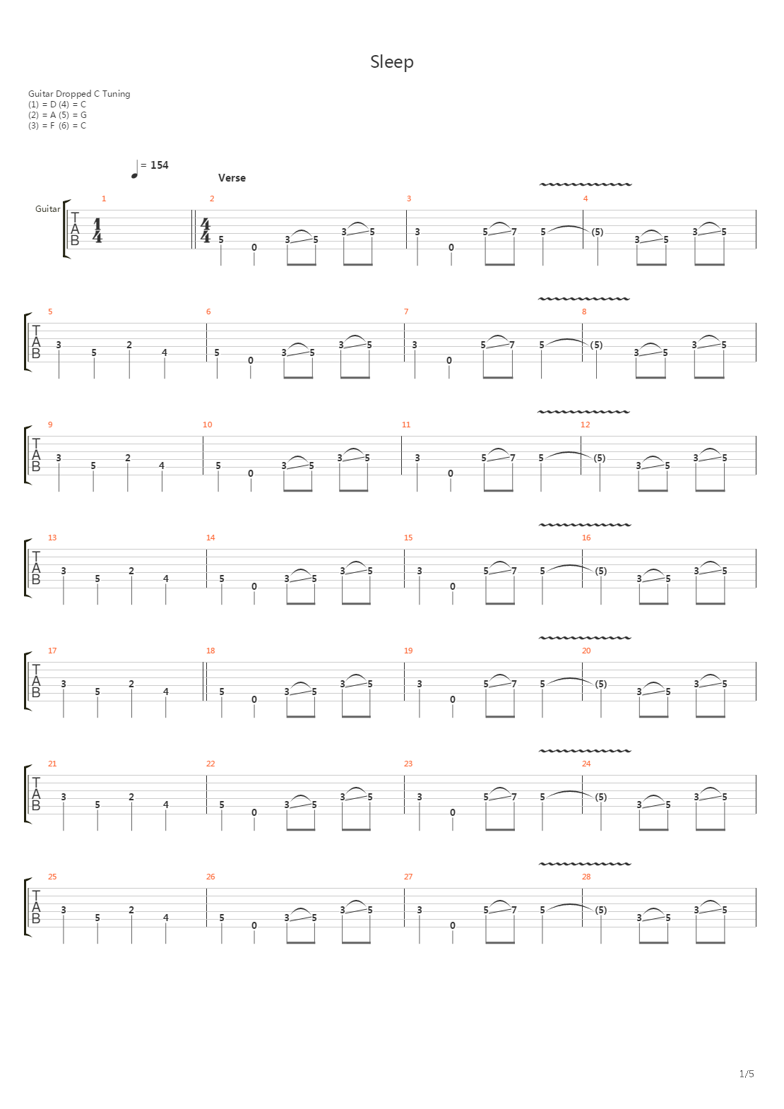 Sleep吉他谱