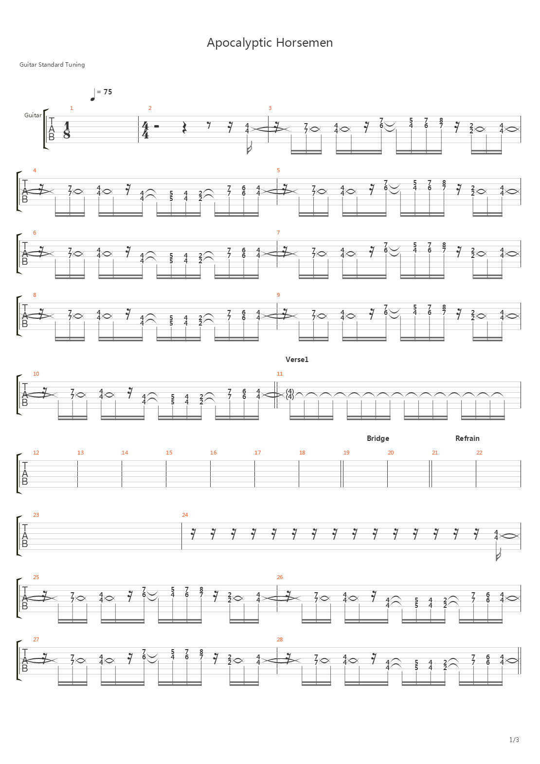 Apocalyptic Horsemen吉他谱