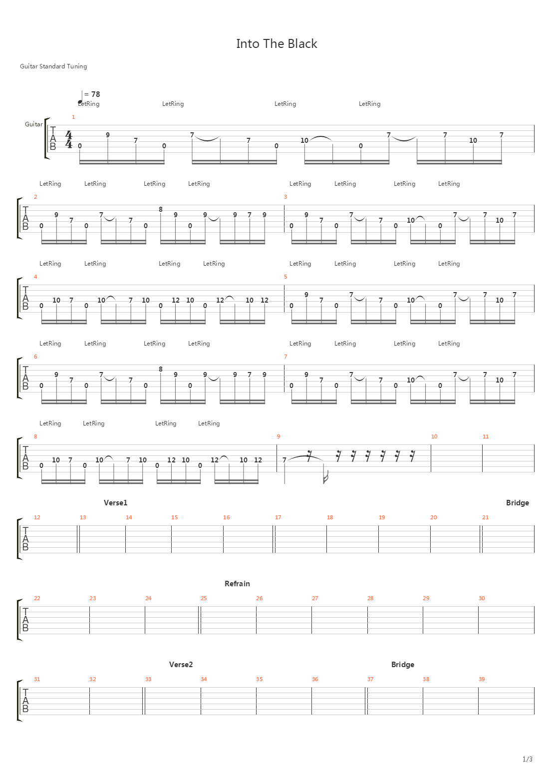 Into The Black吉他谱