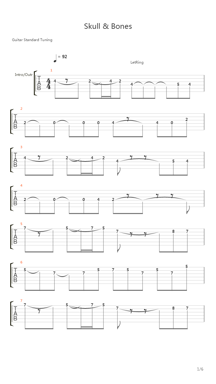 Skull And Bones吉他谱
