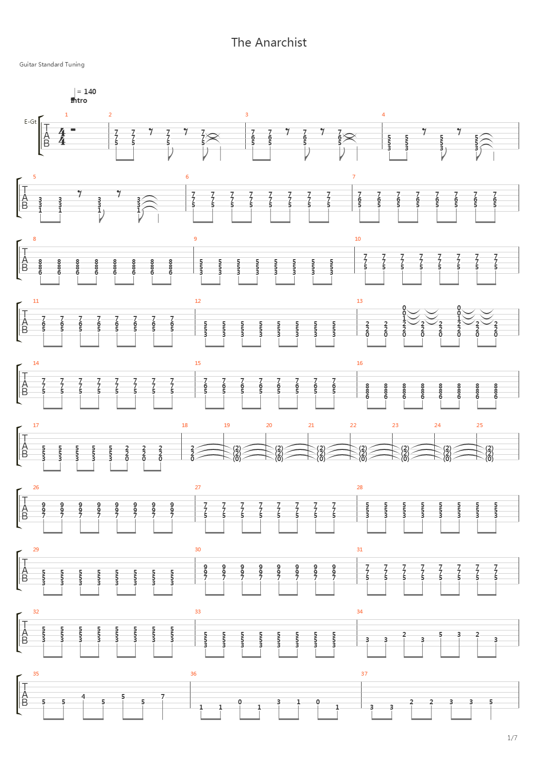 The Anarchist吉他谱