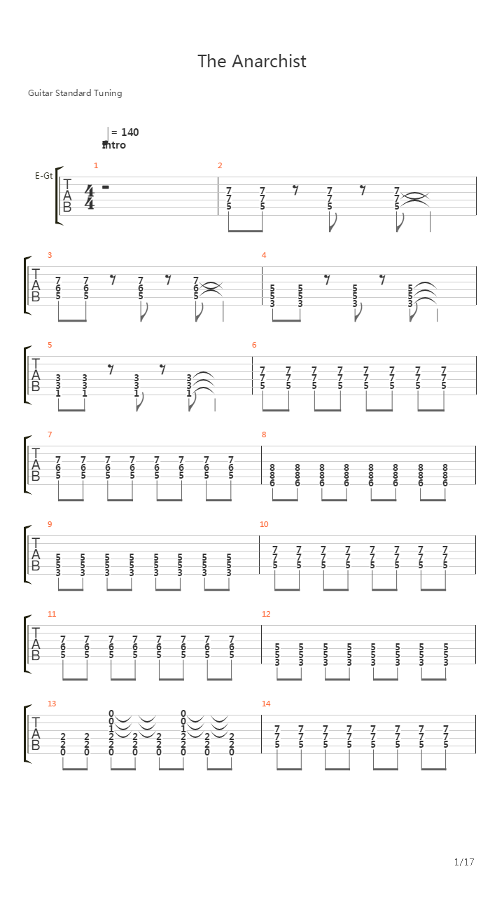 The Anarchist吉他谱