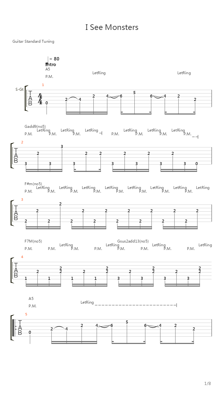 I See Monsters吉他谱