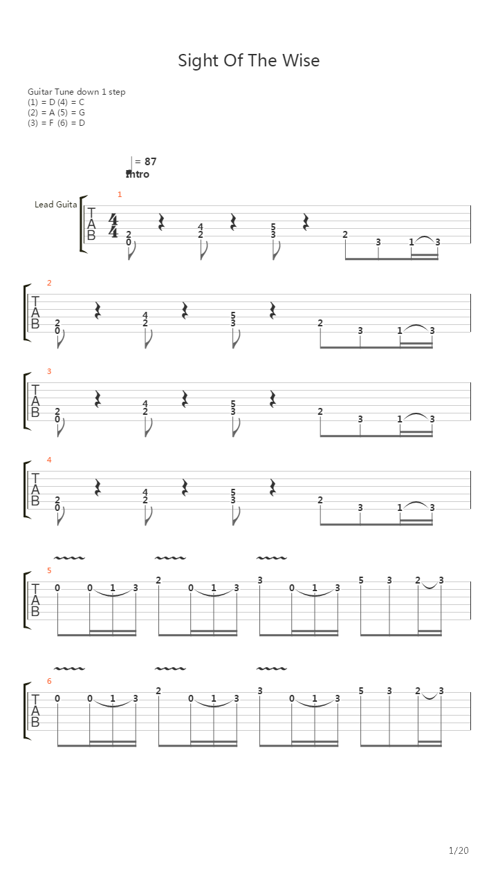 Sight Of The Wise吉他谱