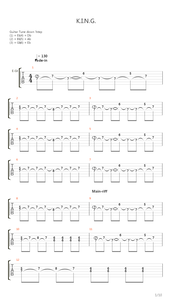 King吉他谱