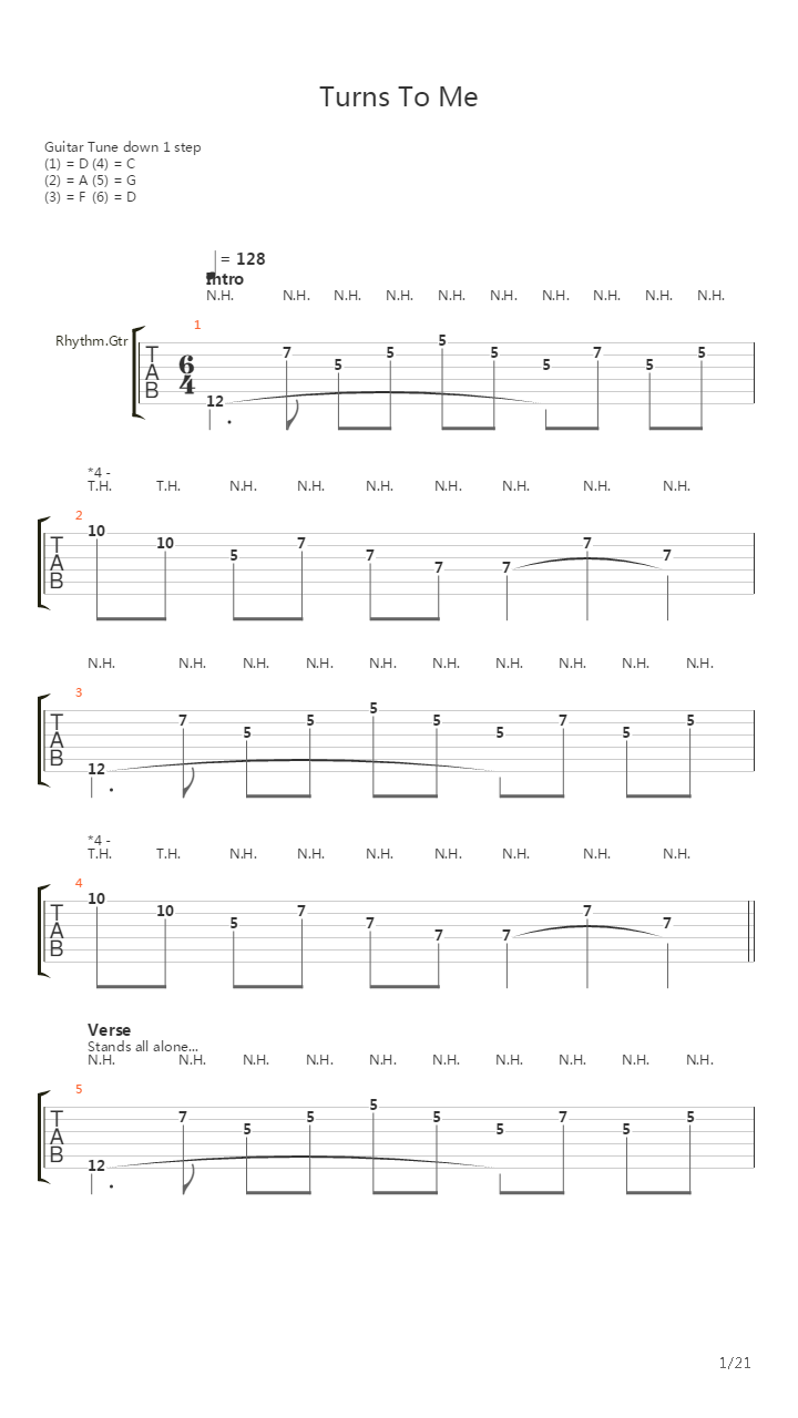 Turns To Me吉他谱