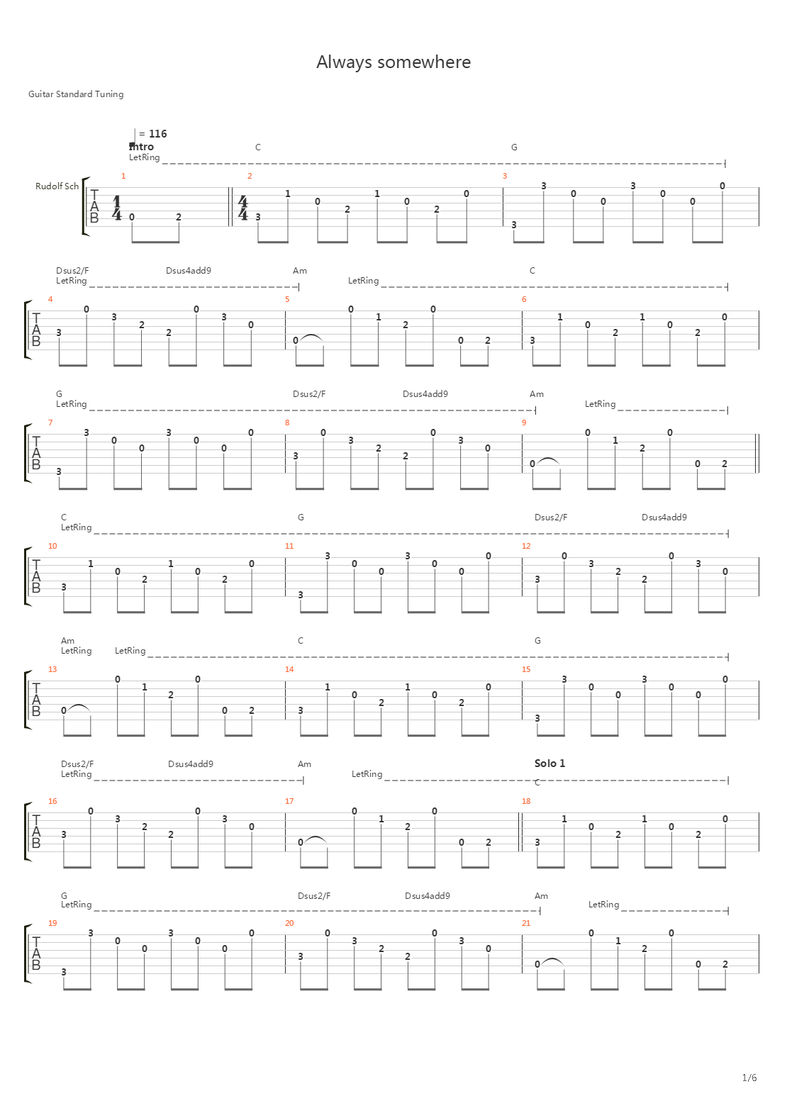 Always Somewhere吉他谱