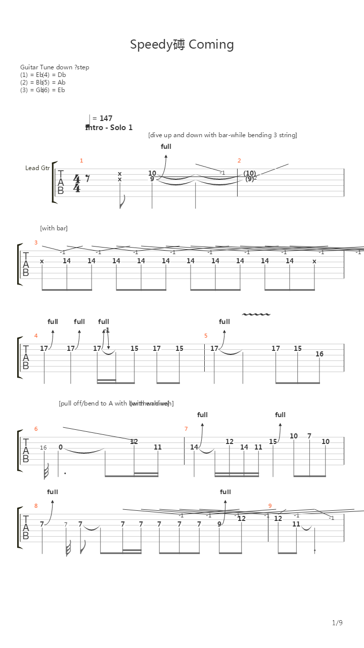 Speedys Coming吉他谱