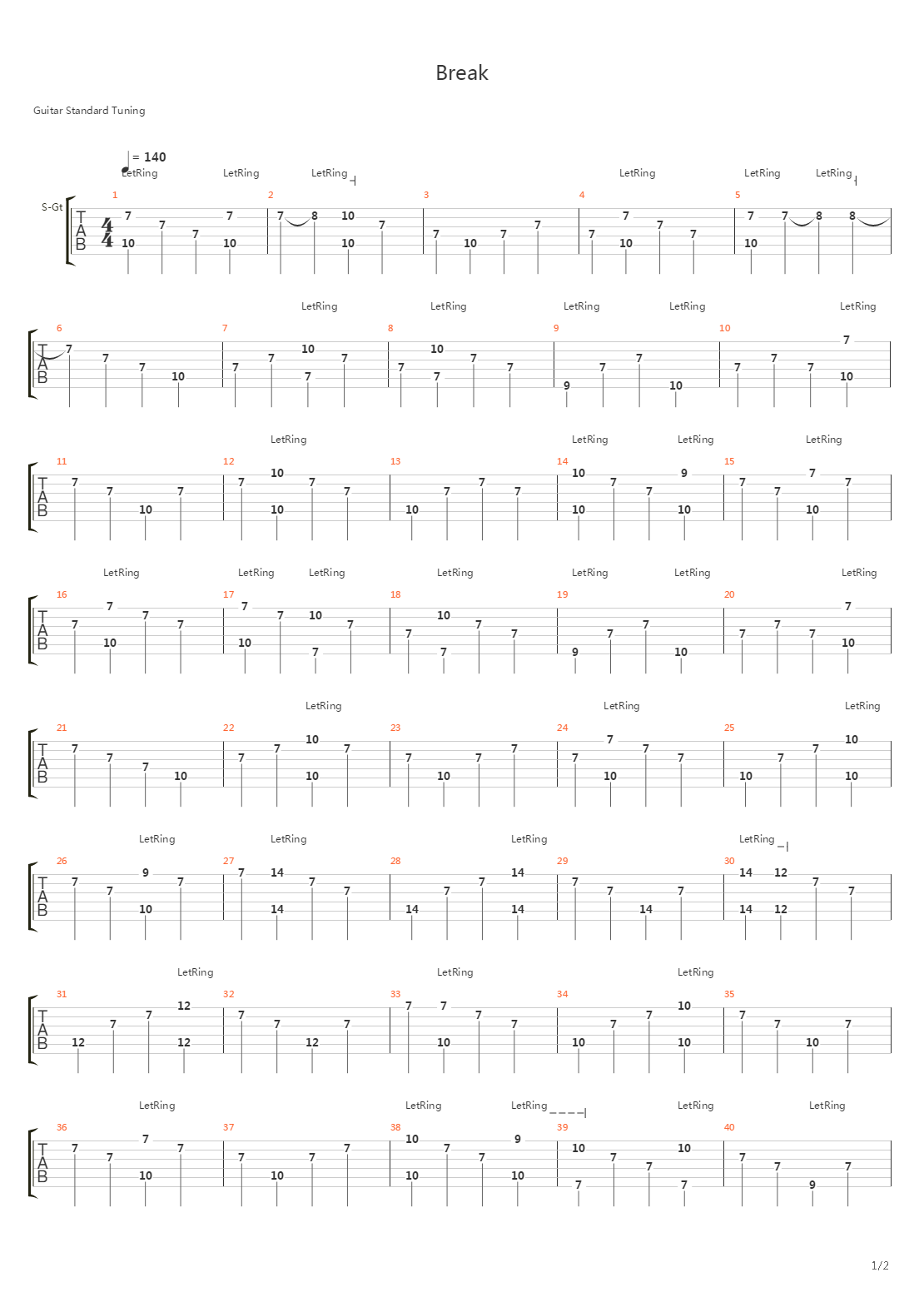 Break吉他谱