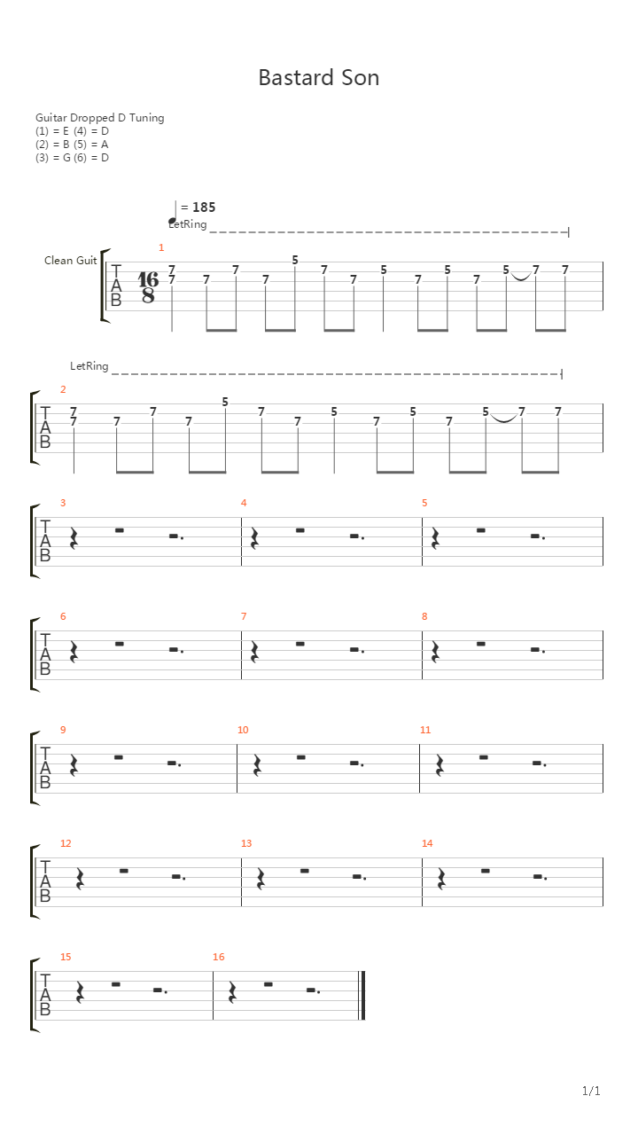 Bastard Son intro吉他谱
