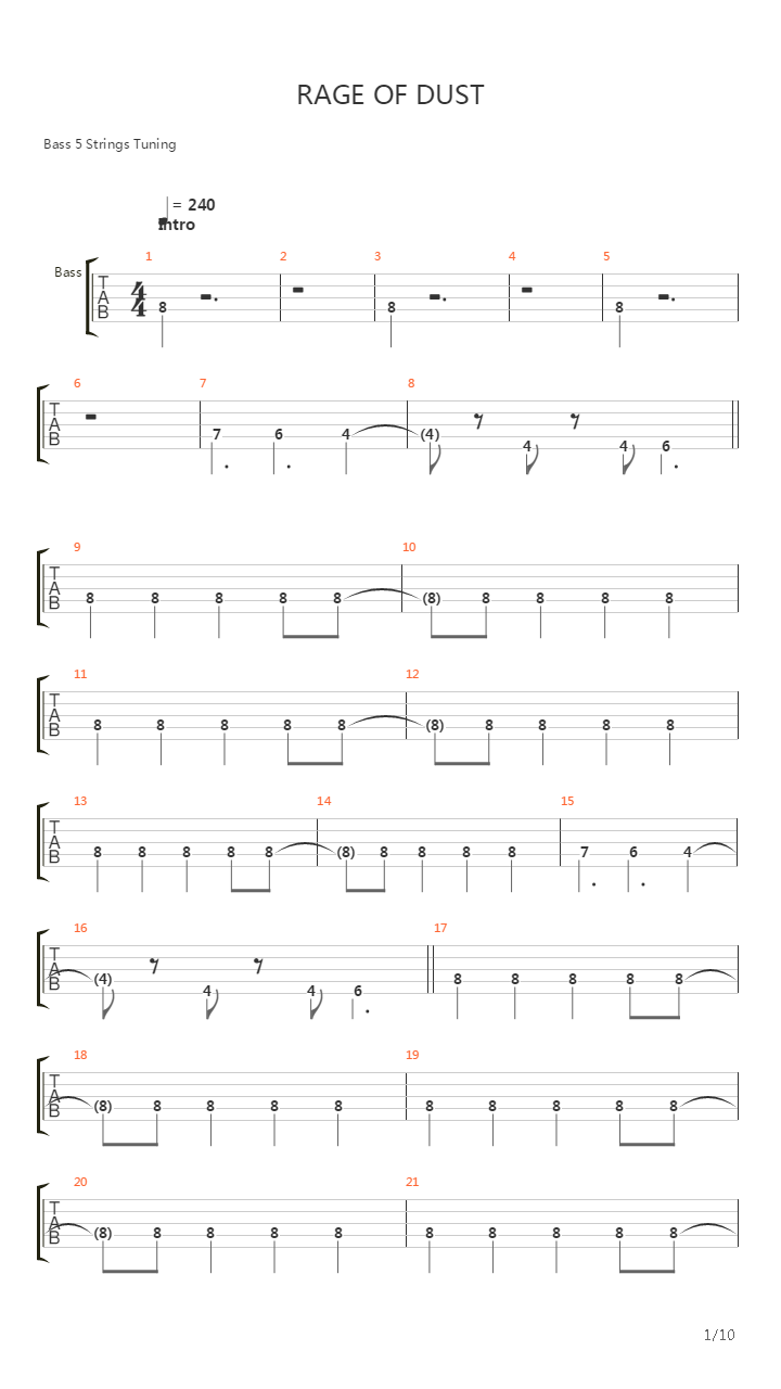 Rage Of Dust吉他谱