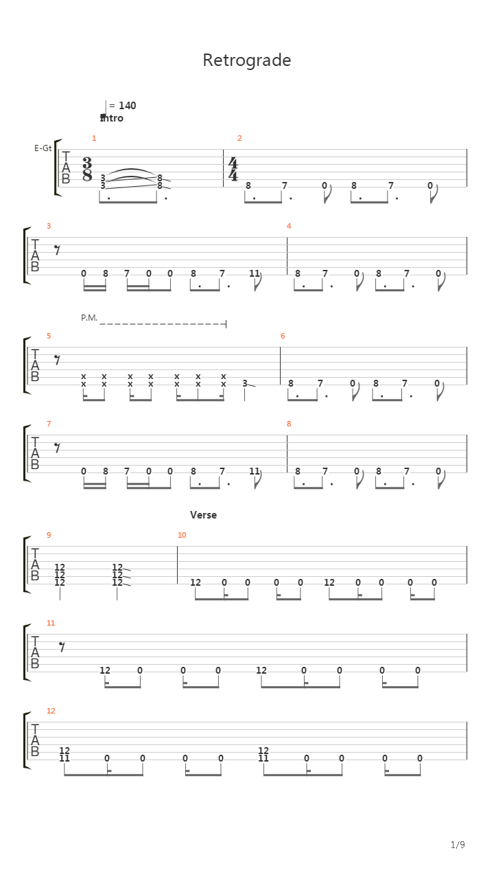 Retrograde吉他谱