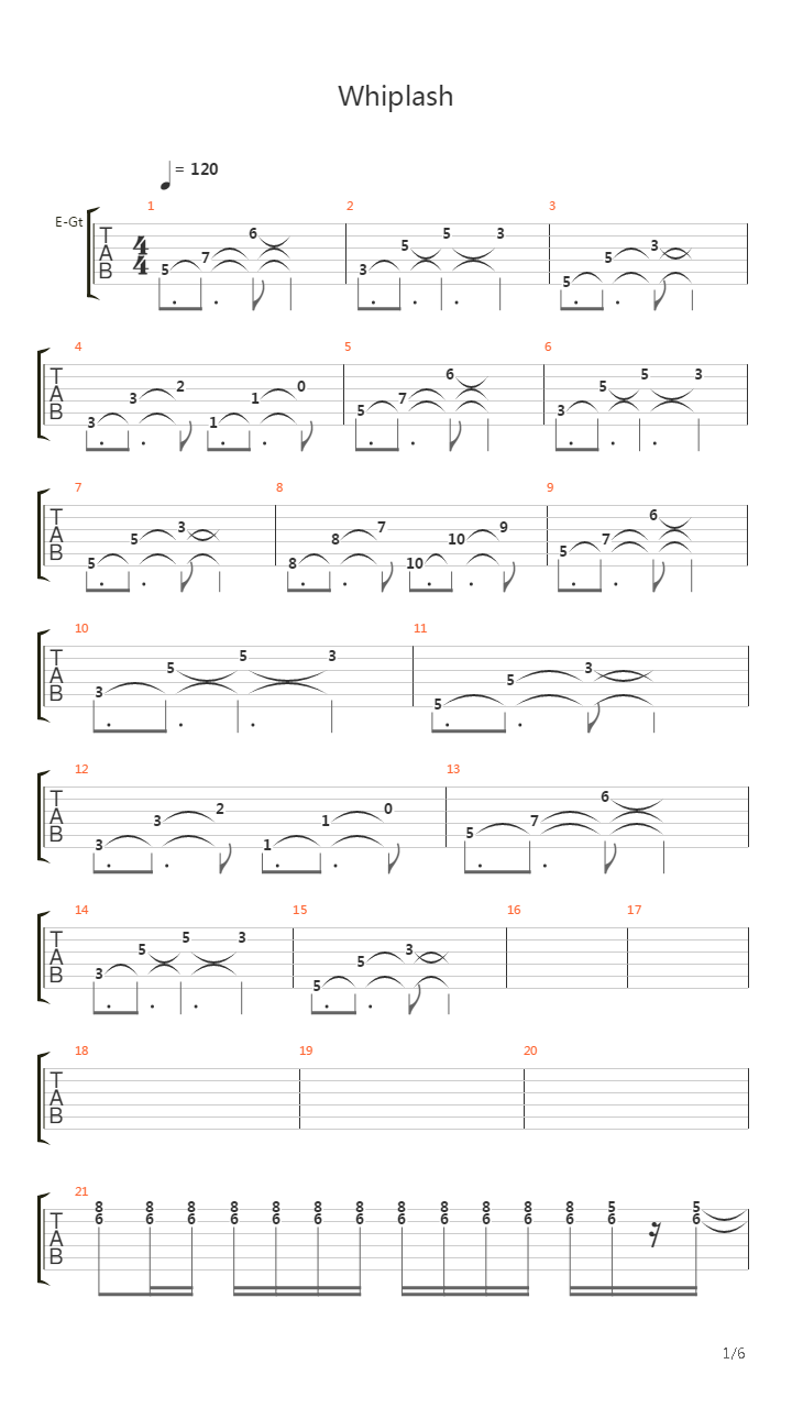 Whiplash吉他谱