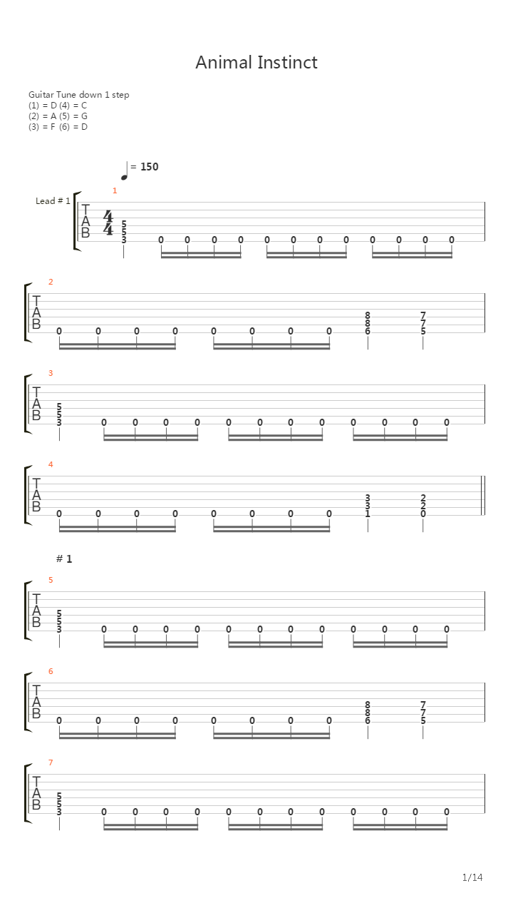 Animal Instinct吉他谱