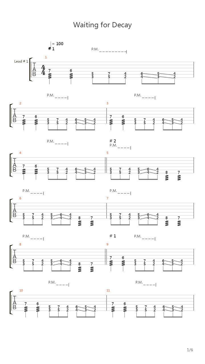 Waiting For Decay吉他谱