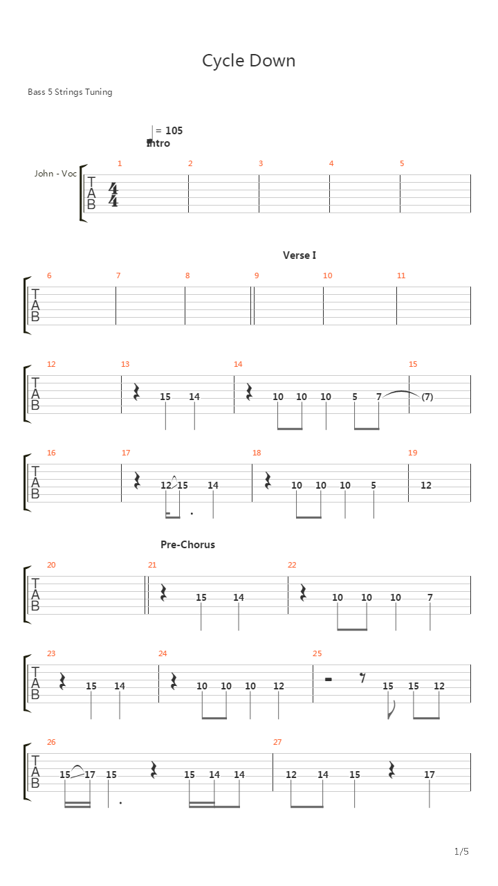 Cycle Down吉他谱