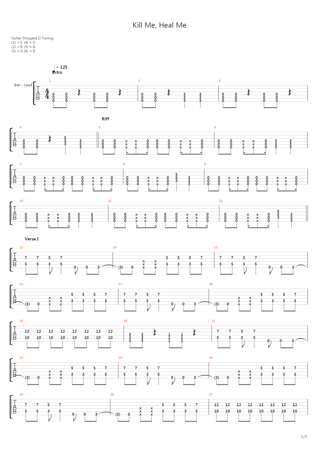 Kill Me Heal Me吉他谱