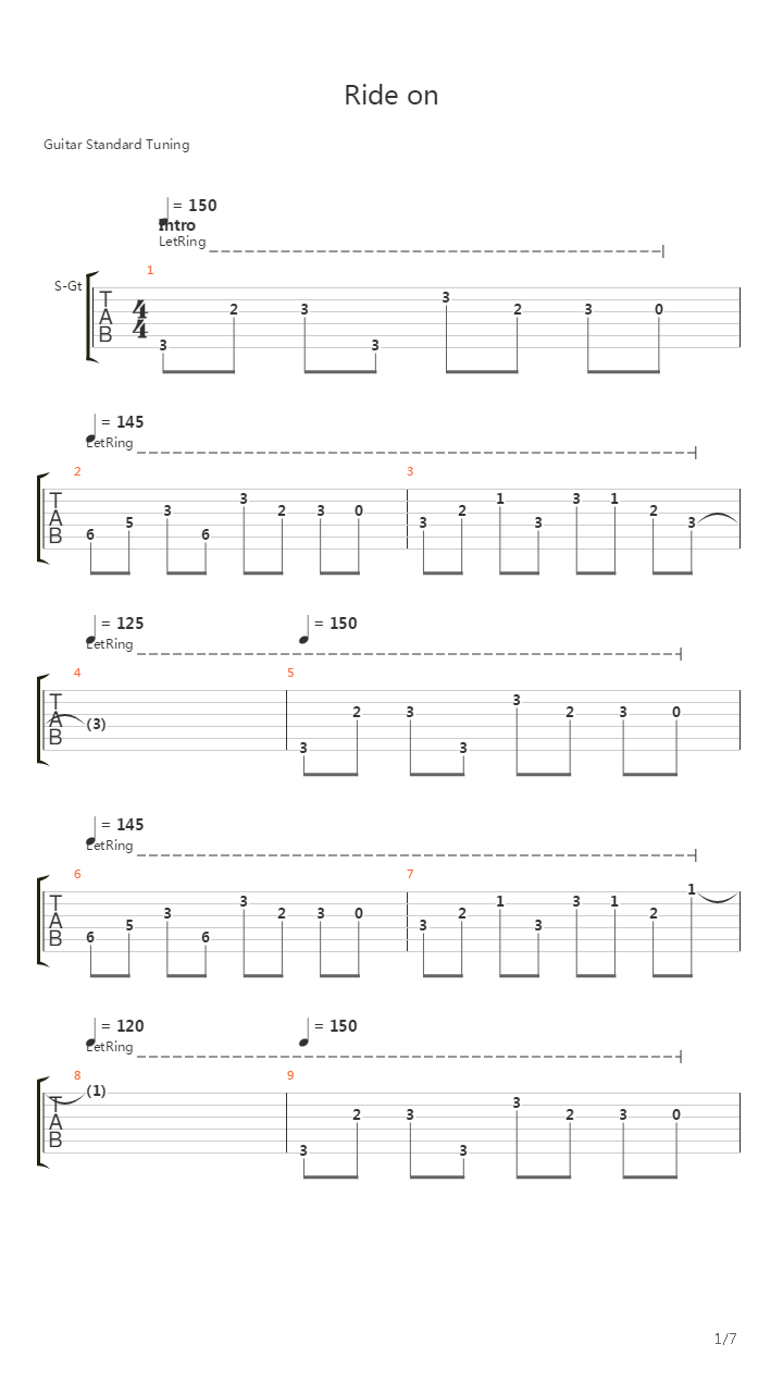 Ride On吉他谱