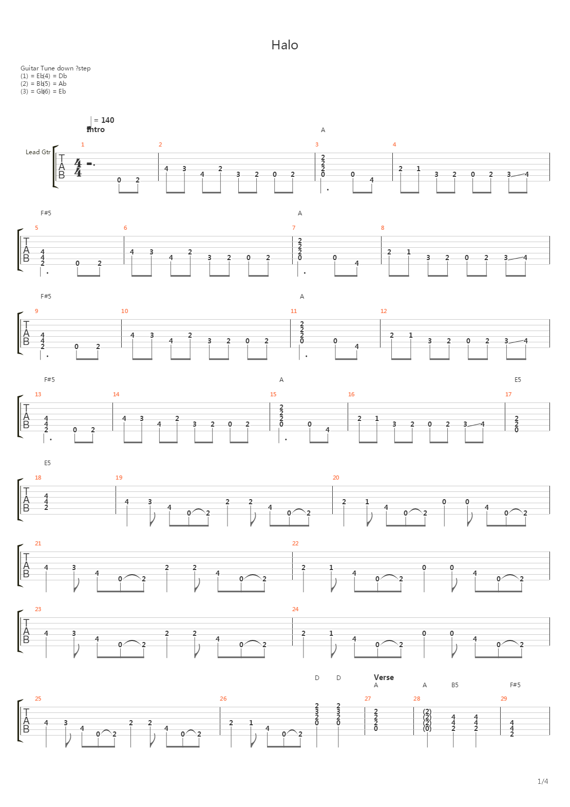 Halo吉他谱