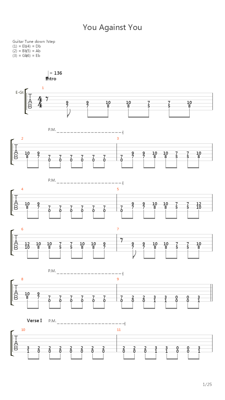 You Against You吉他谱