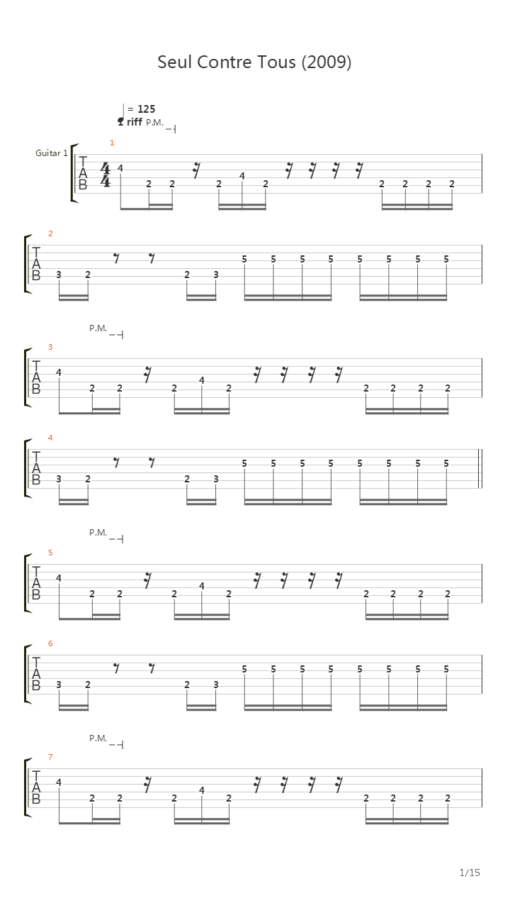 Seul Contre Tous吉他谱