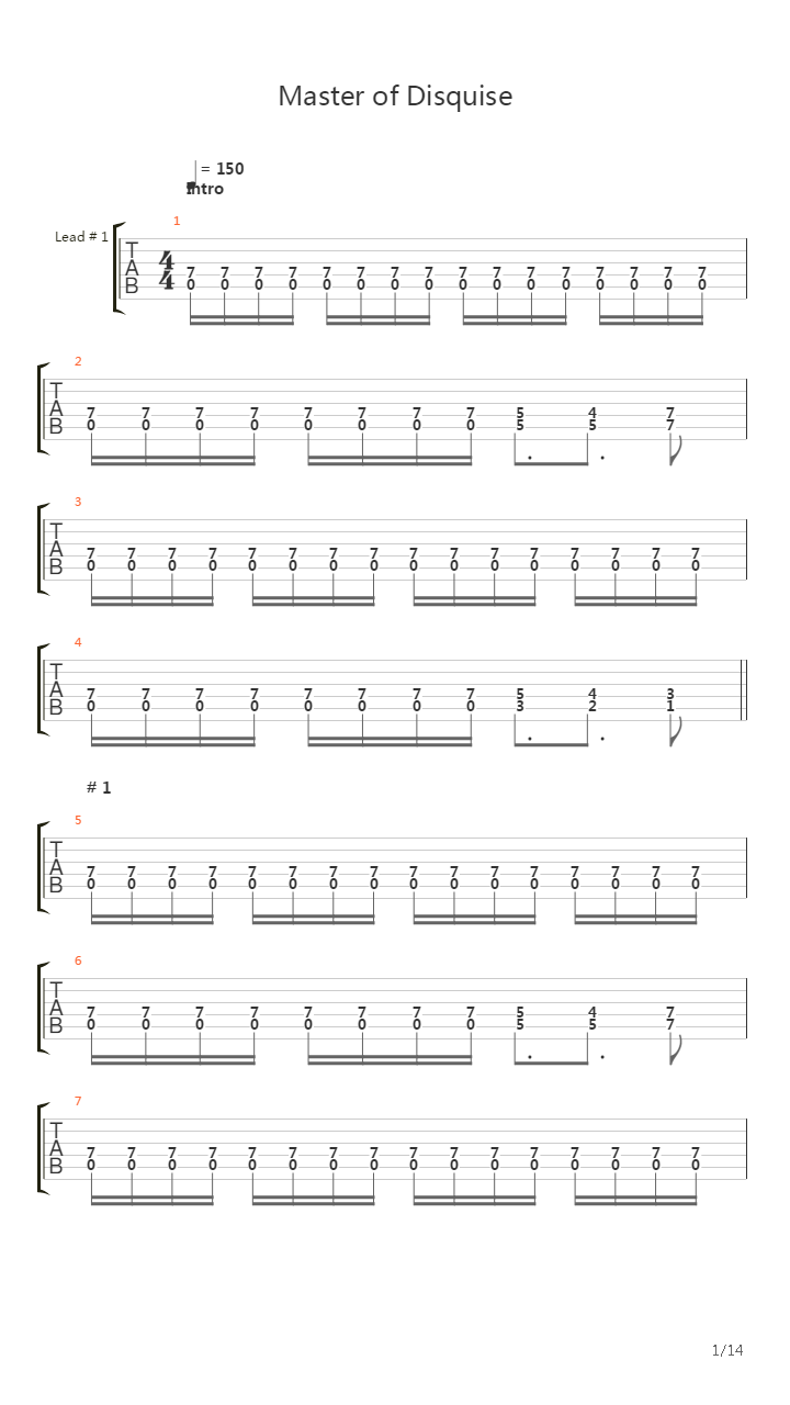 Master Of Disquise吉他谱