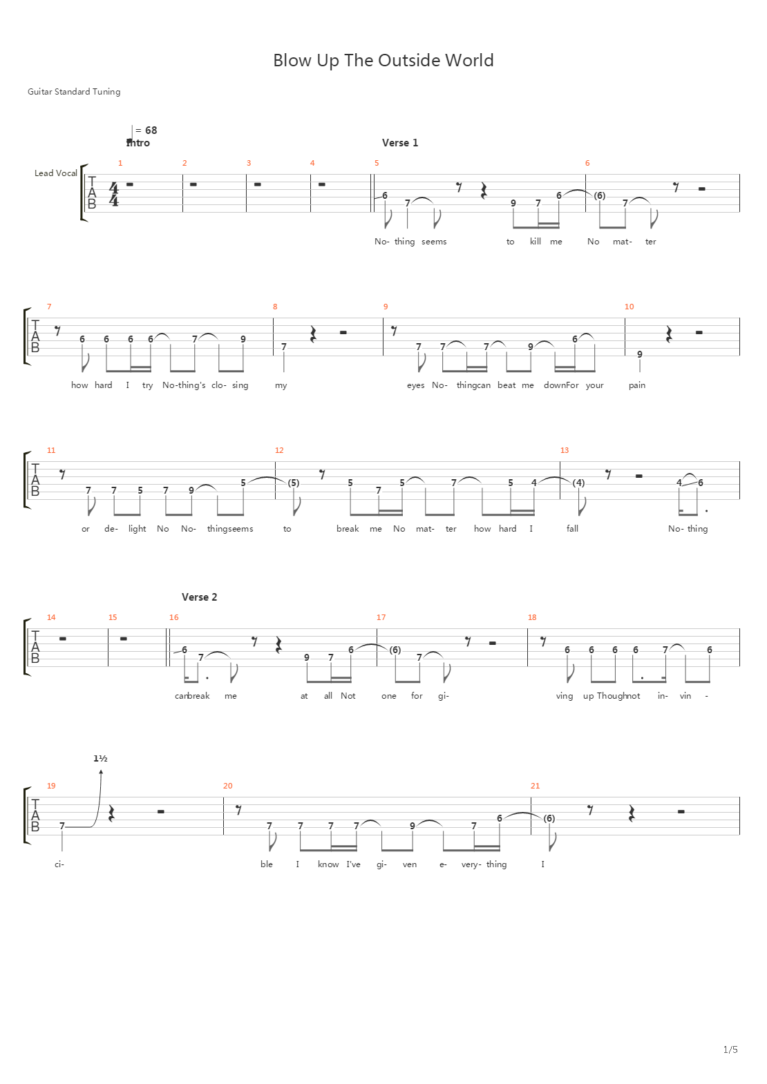 Blow Up The Outside World吉他谱