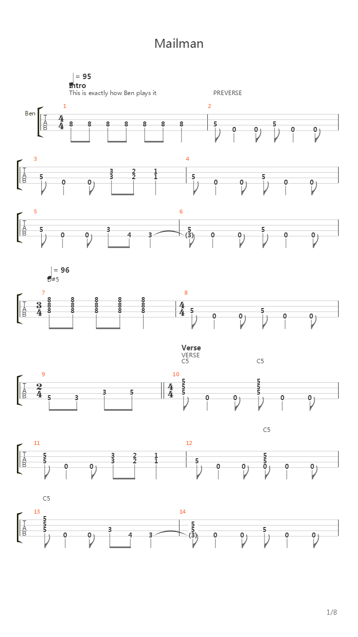 Mailman吉他谱