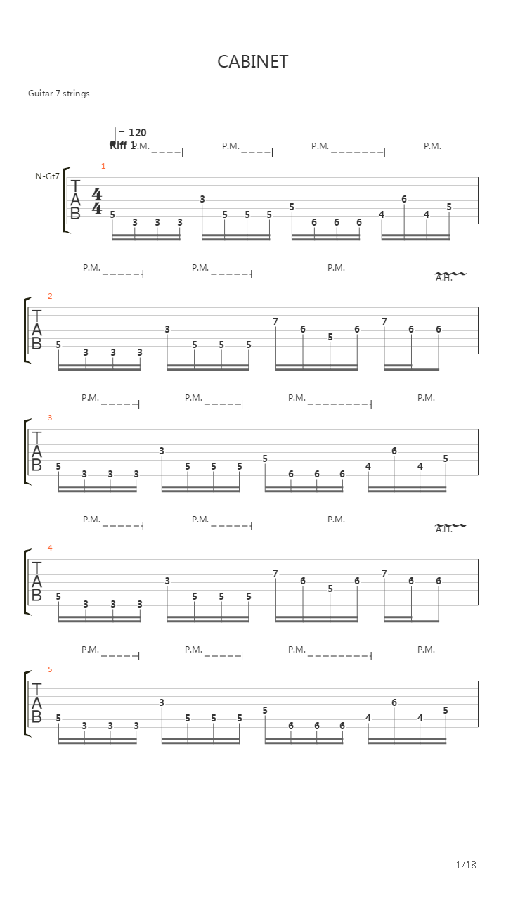Cabinet吉他谱