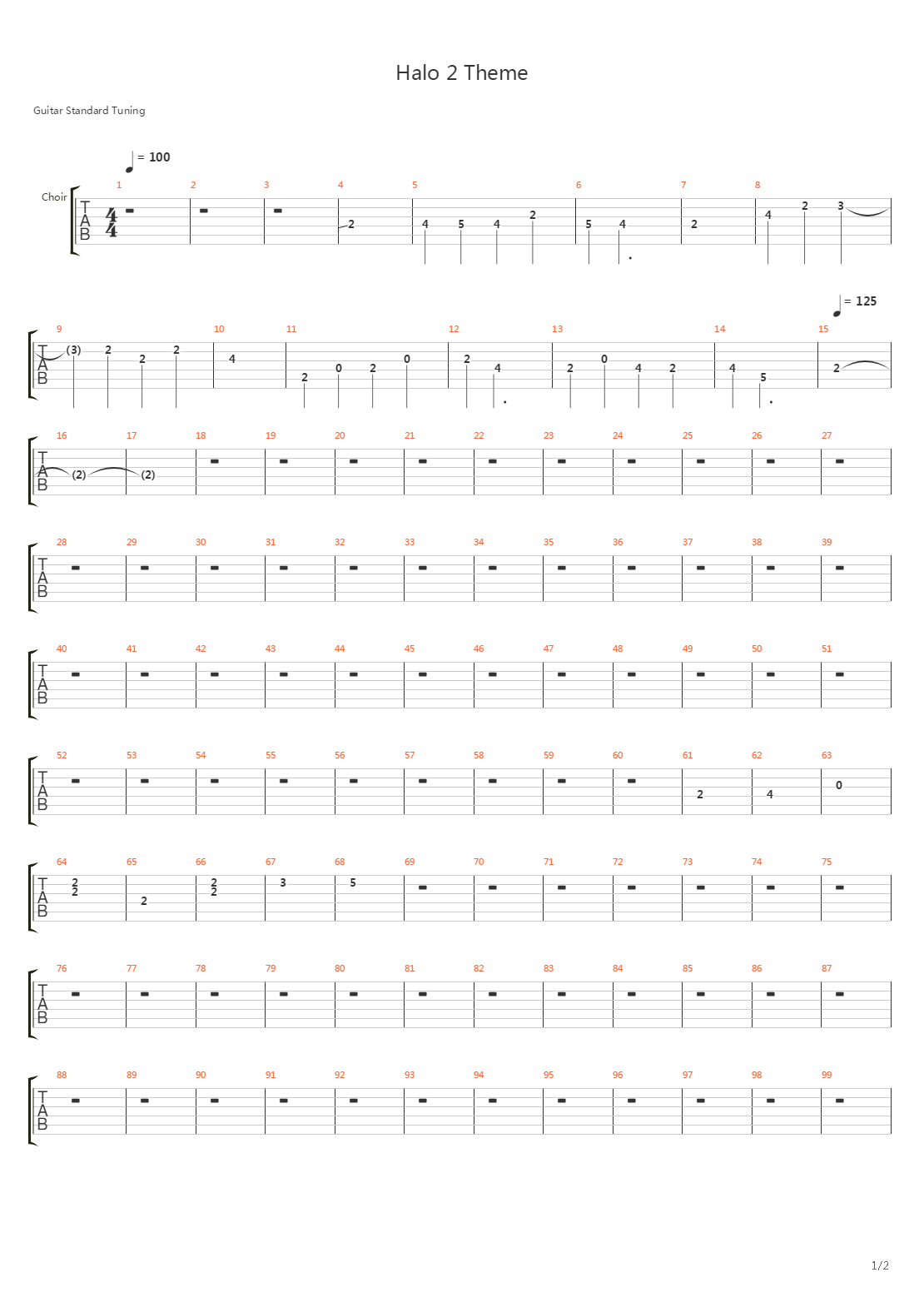Halo 2 Theme - Mjolnir Mix吉他谱
