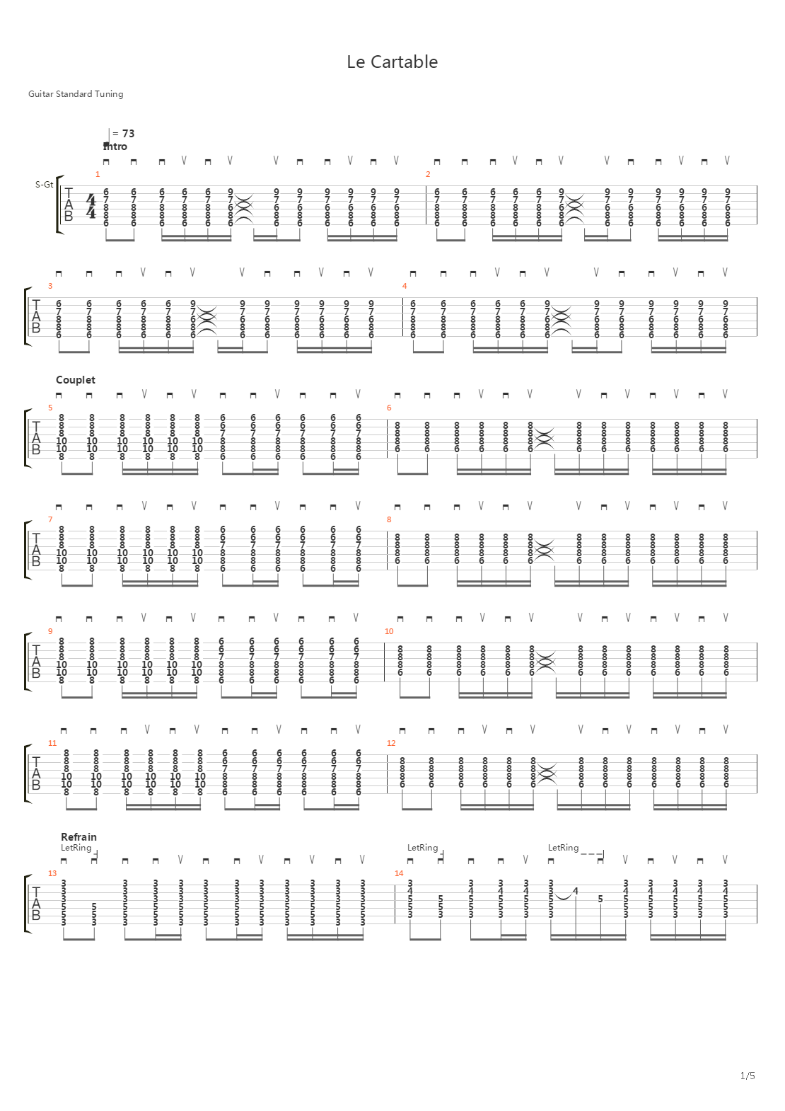 Le Cartable吉他谱