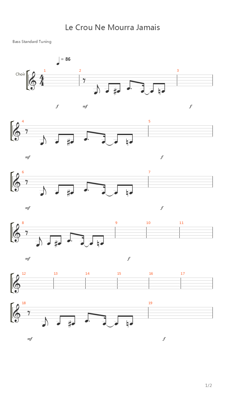 Le Crou Ne Mourra Jamais吉他谱