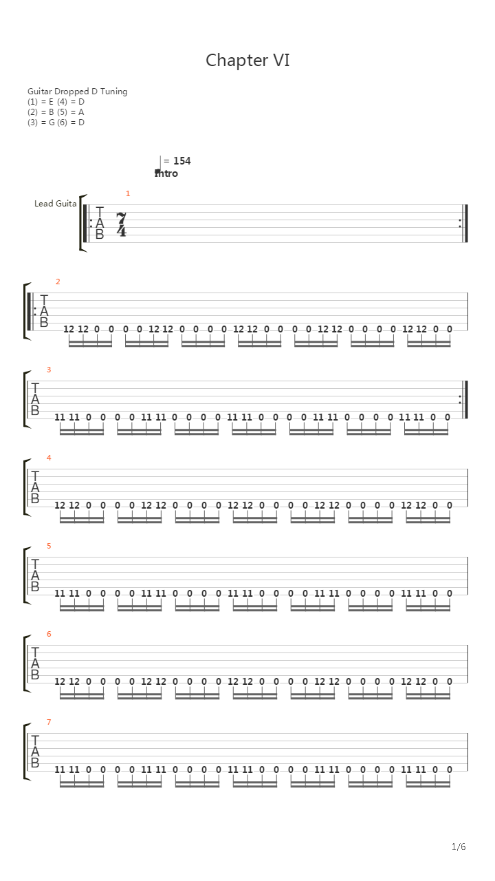 Chapter Vi Drag吉他谱