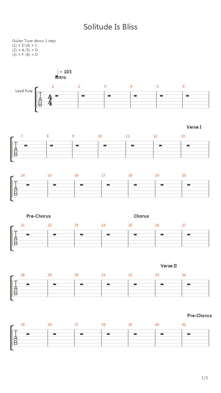 Solitude Is Bliss吉他谱