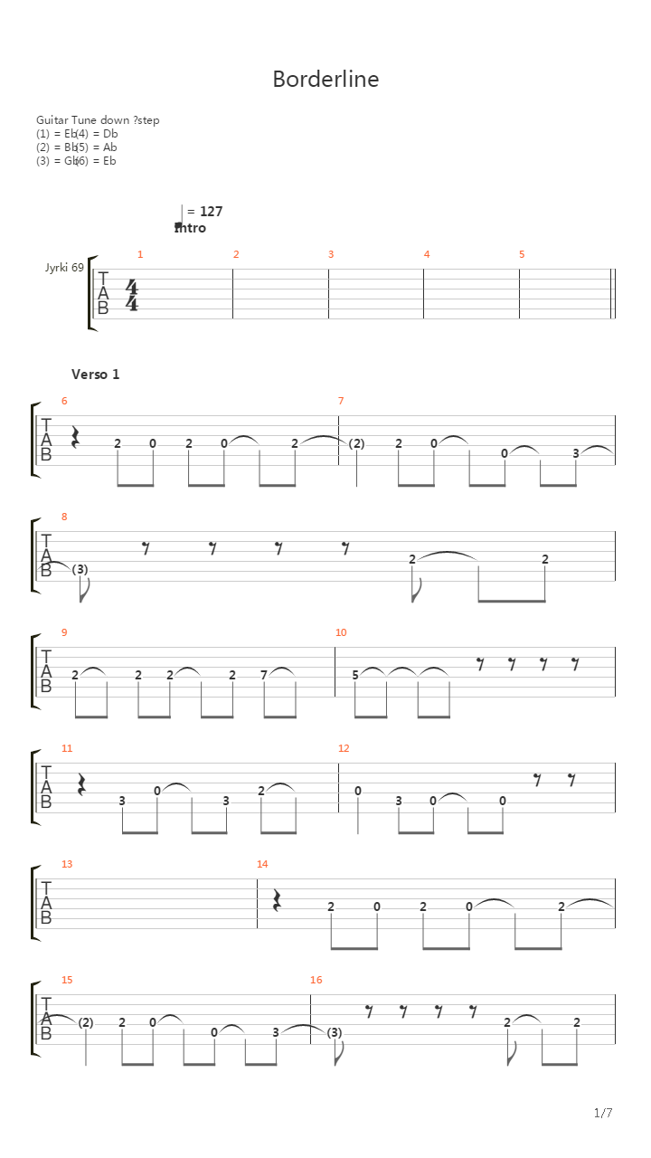 Borderline吉他谱