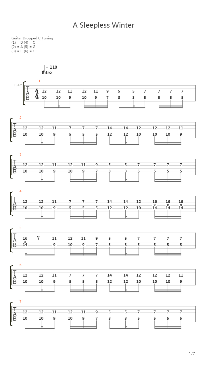 A Sleepless Winter吉他谱