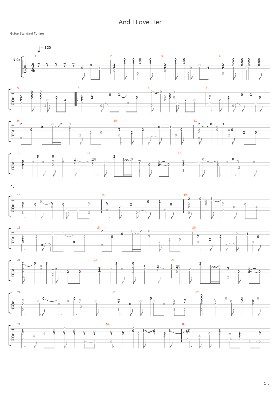 And I Love Her吉他谱