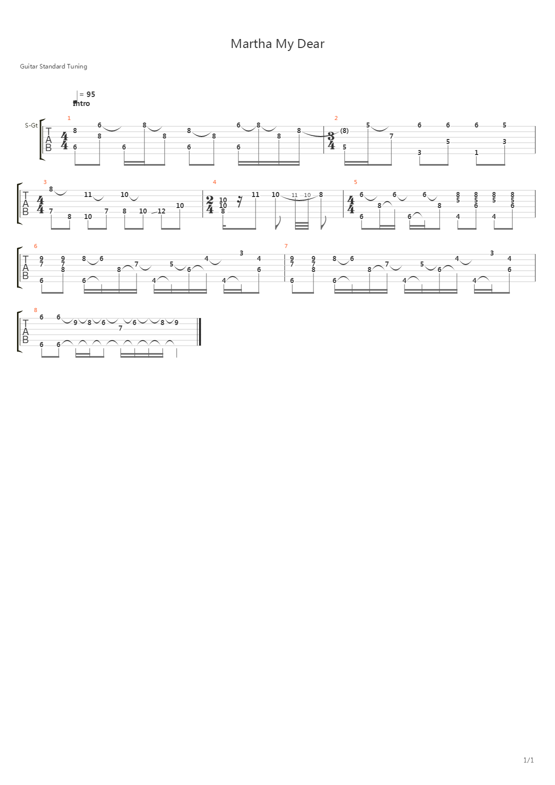 Martha My Dear吉他谱