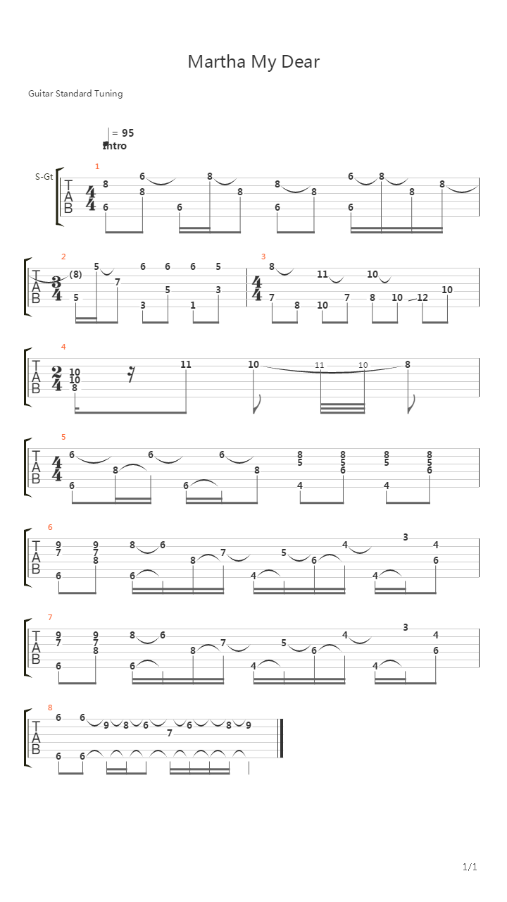 Martha My Dear吉他谱