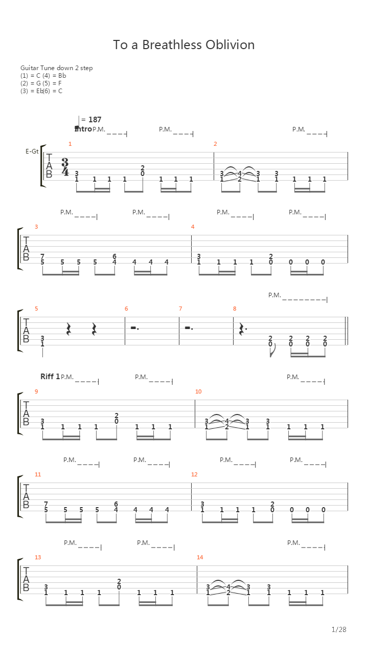 To A Breathless Oblivion吉他谱