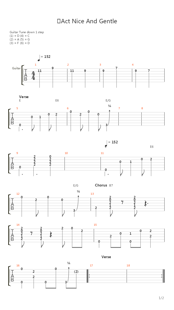 Act Nice And Gentle吉他谱