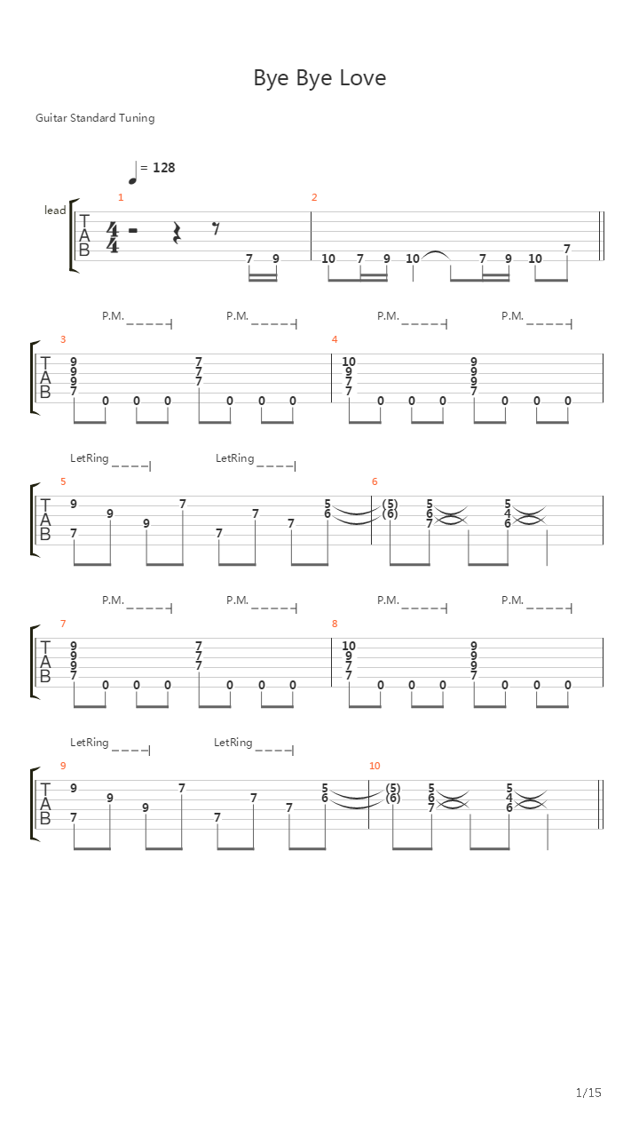 Bye Bye Love吉他谱