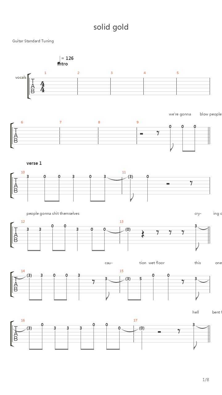 Solid Gold吉他谱