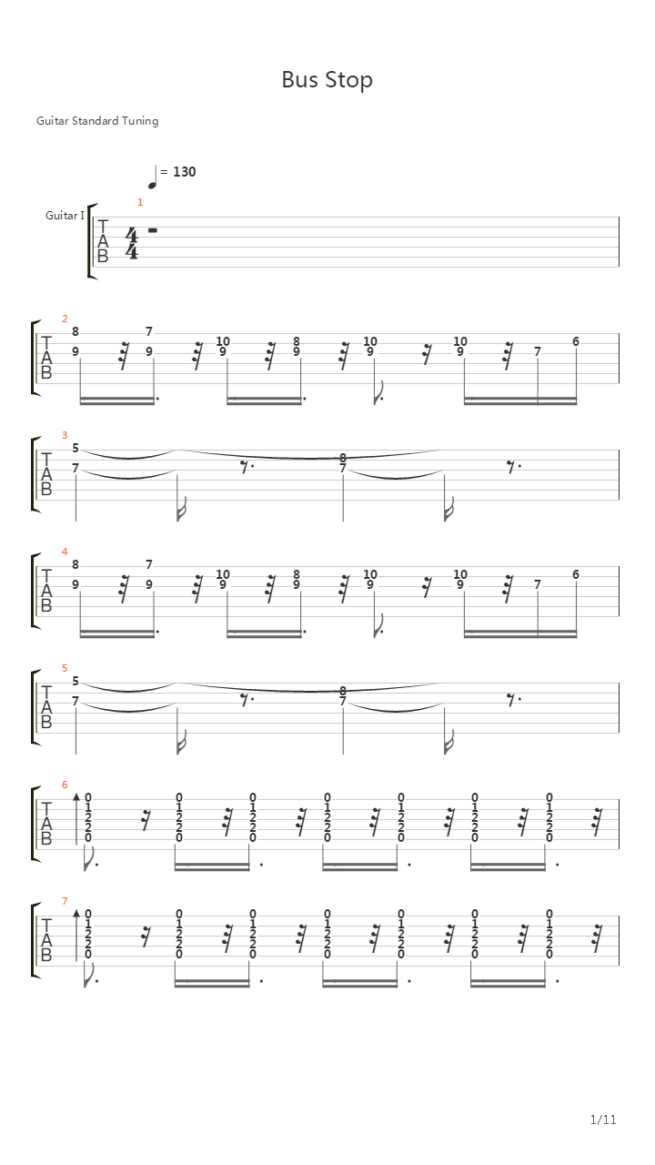 Bus Stop吉他谱