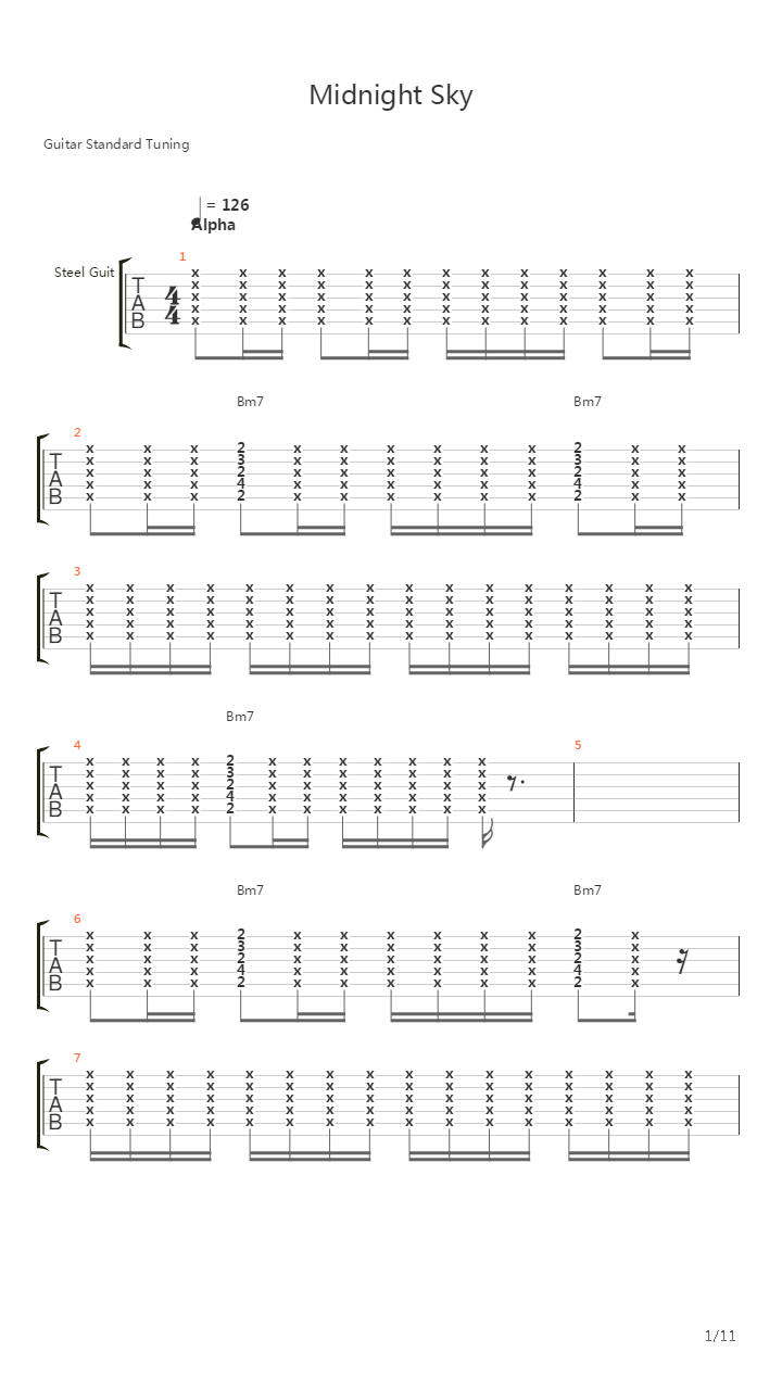 Midnight Sky吉他谱