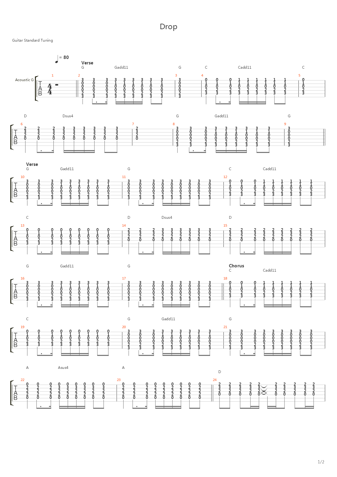 Drop吉他谱