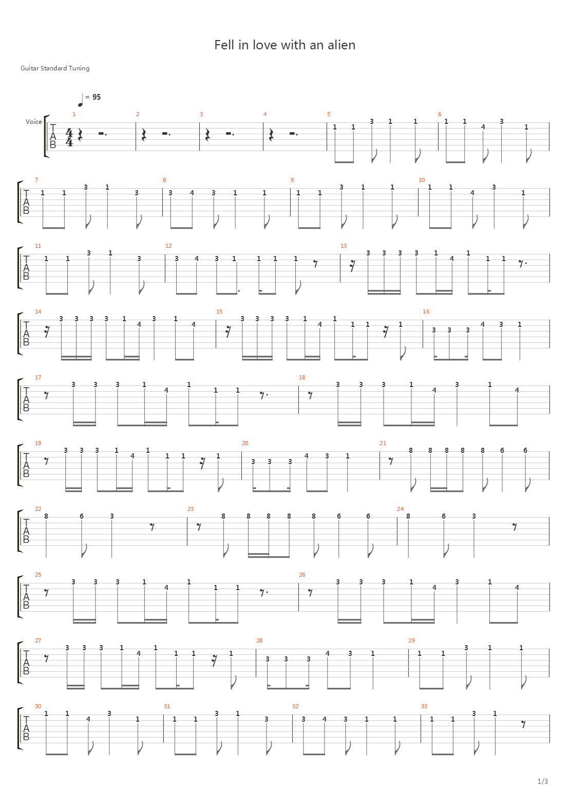 Fell In Love With An Alien吉他谱